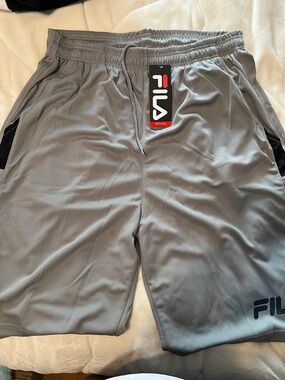 Fila Men’s Light Gray Athletic Shorts with Black Accents 1x tall